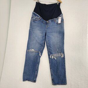 Abercrombie & Fitch Distressed Blue Straight-Leg Maternity Jeans